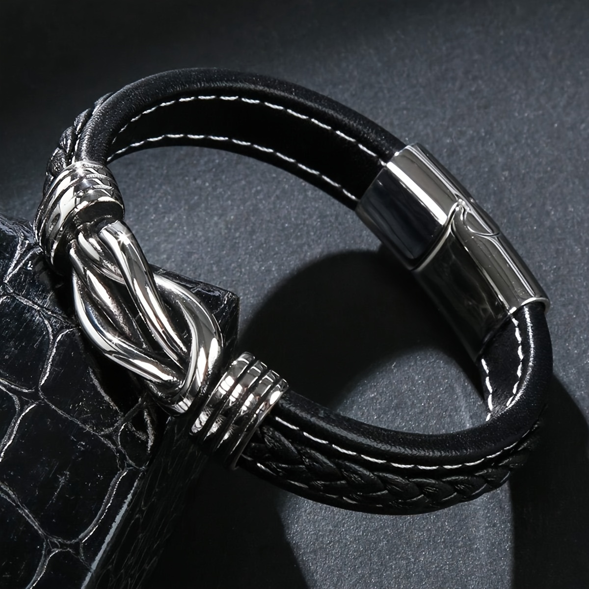Men's Creative Solid Punk PU Leather Bracelet